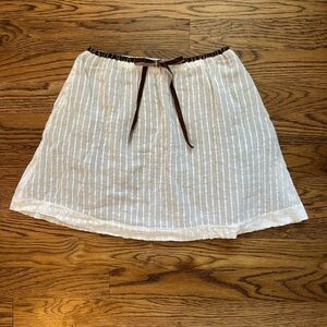 Olive Juice Girls Boho Silver Thread Striped Minimalist Natural Lined Skirt 7